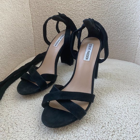 Steve Madden Black Suede Tie Up “Christey” Heels - Picture 1 of 3